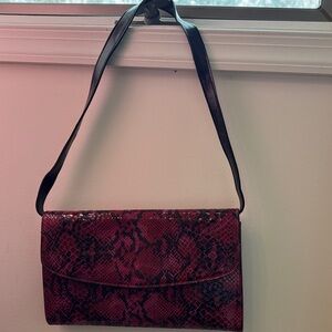 Fuchsia Snake Print Shoulder Bag